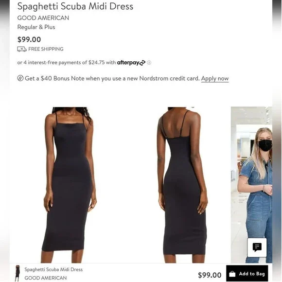 Spaghetti Scuba Midi DressGOOD AMERICAN size XL (4) - Picture 3 of 5